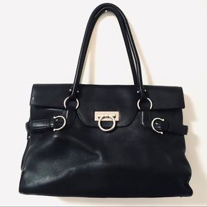 Salvatore Ferragamo black leather handbag